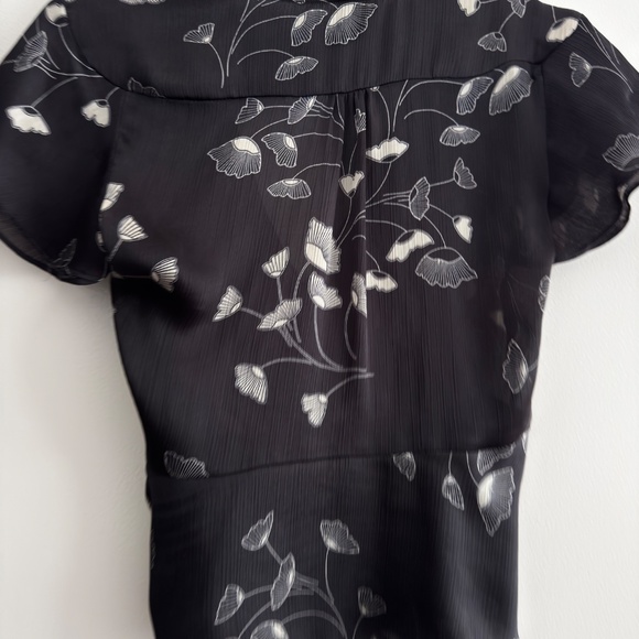 Zara Woman Floral Wrap Blouse Black & White – Size M - Picture 6 of 8